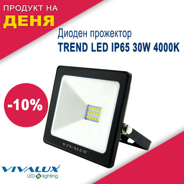 Диоден прожектор TREND LED , IP65 , 30W , 4000K , черен