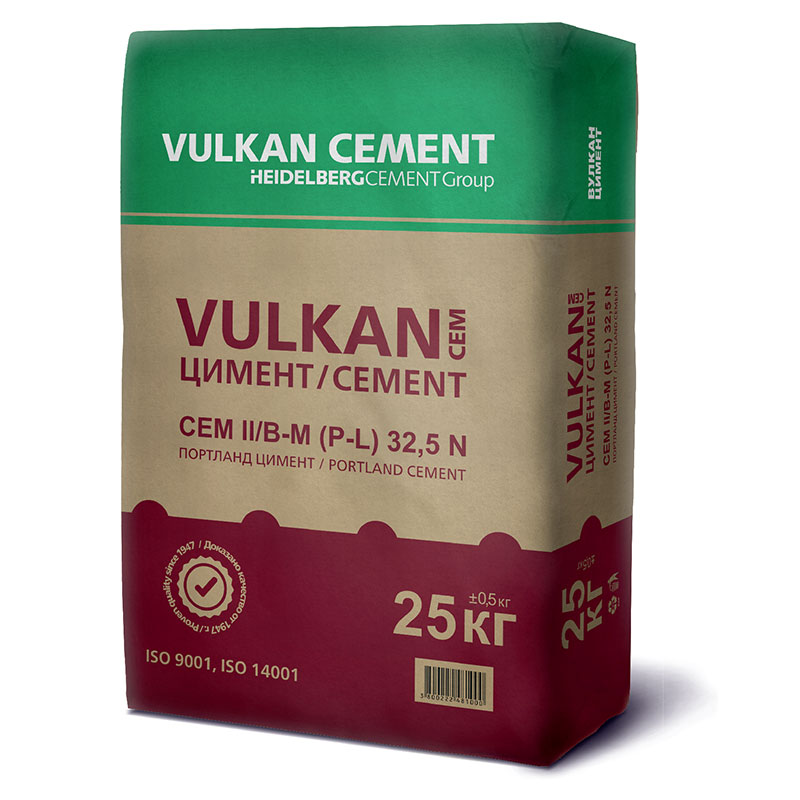 Смесен портланд цимент VULKAN CEM II/B-M (P,L) 32,5 N , 25 кг.