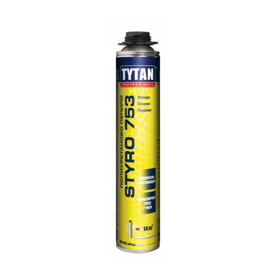 ПУ пистолетно лепило за топлоизолационни плоскости TYTAN Professional STYRO 753 , 750 мл.
