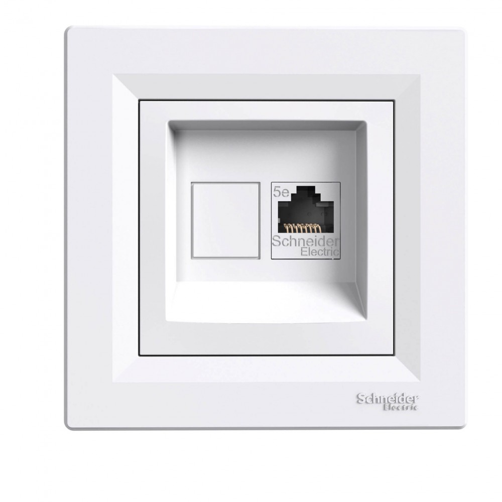 Розетка PC 1XRJ45-UTPcat.5e , Шнайдер , бяла