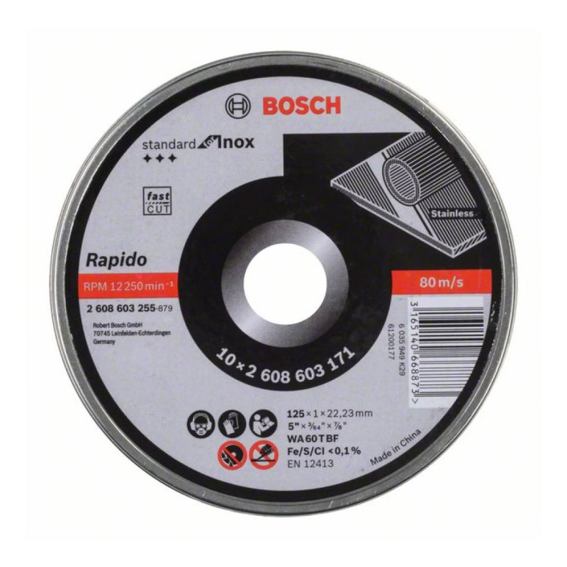 Диск прав Bosch 2608603255 , Standard Inox , 125 мм.