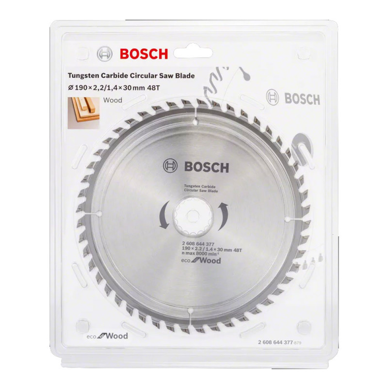 Диск за циркуляр Bosch 2608644377 , ECO WOOD , 190x2.2/1.4x30 , 48T