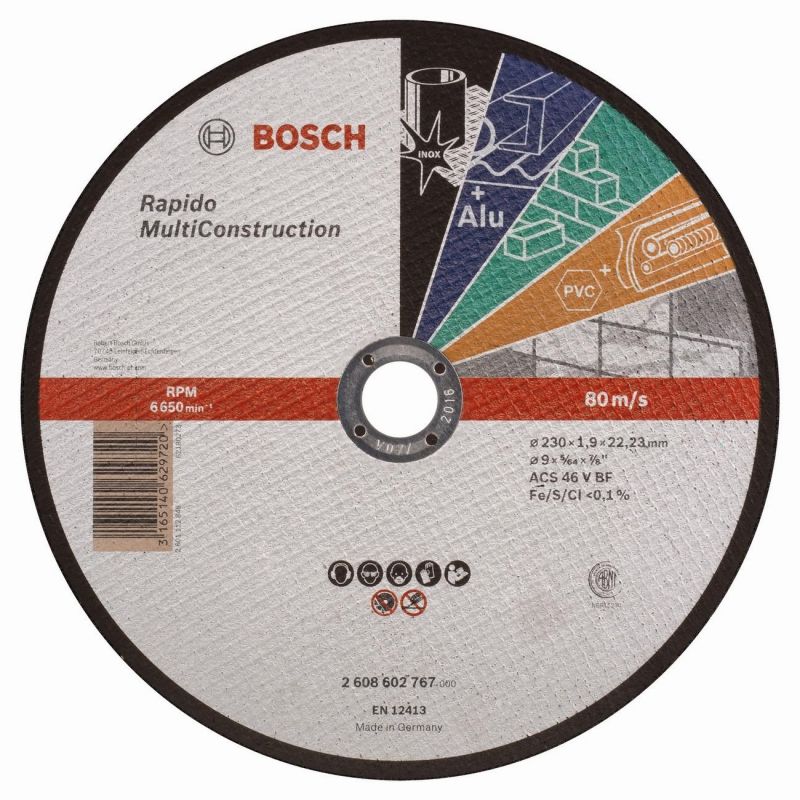 Диск за метал Bosch 2608602767 , Rapido MultiConstruction , Ф230х1.9 мм.