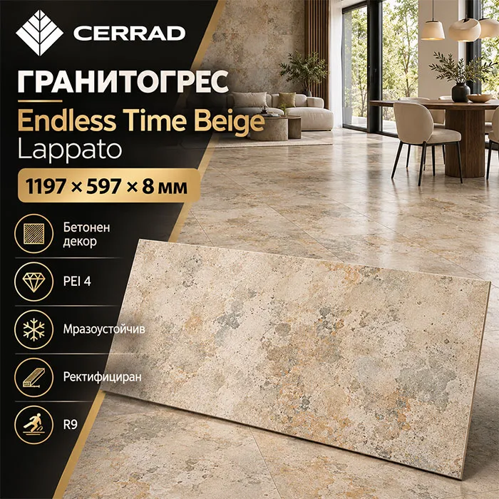 Гранитогрес Endless Time Beige Lappato , 1197x597x8 мм.