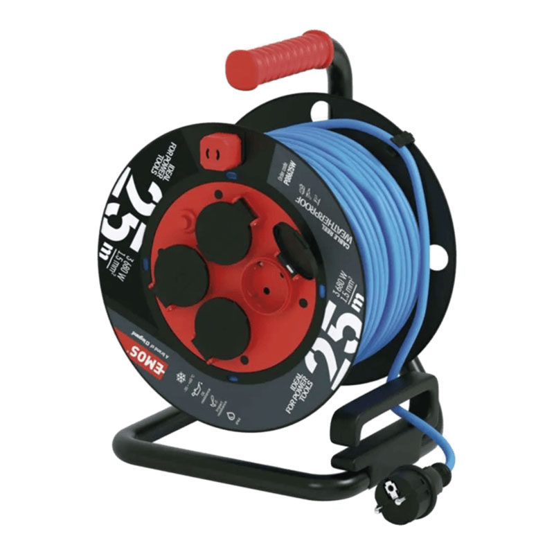 Кабел макара EMOS P08625W , 4S , 25 м. ,  ANTIFREEZING PVC