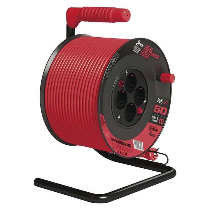 Кабел макара EMOS P092501 , 4S , 50 м. , 1.5 мм. , PVC , SW