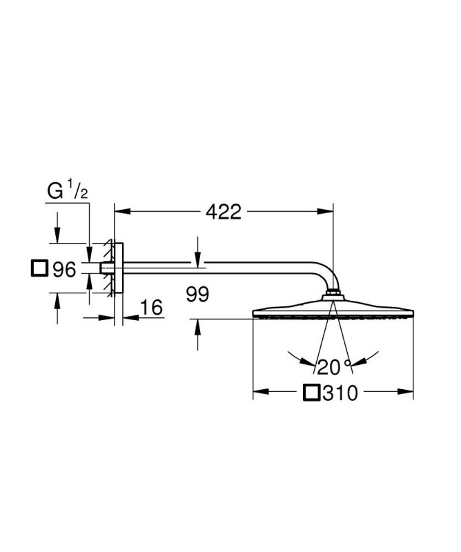 Комплект душ глава 422 mm Rainshower Mono 310 Cube 26564AL0