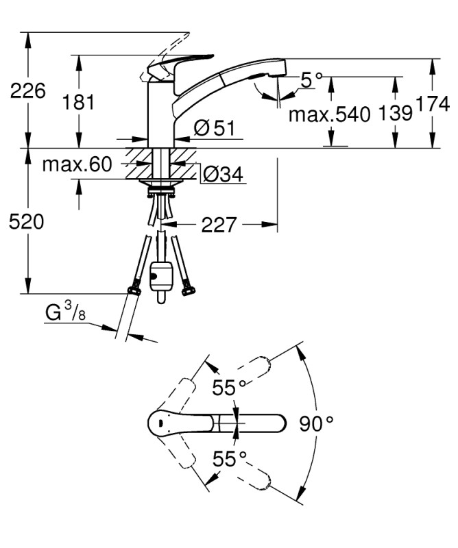 Кухненски смесител Eurosmart 303052431