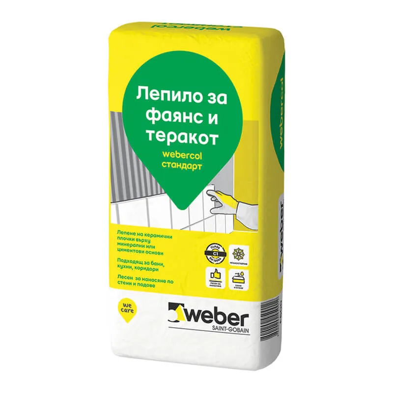 Лепило за фаянс и теракот webercol стандарт , F600 , 25 кг.