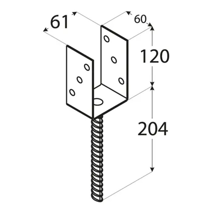 Основа за греда PS 60 U , 61x120x4 mm (HDG)