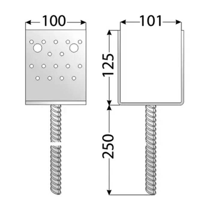 Основа за греда PSS 100 , 101x125x100x4,0 mm