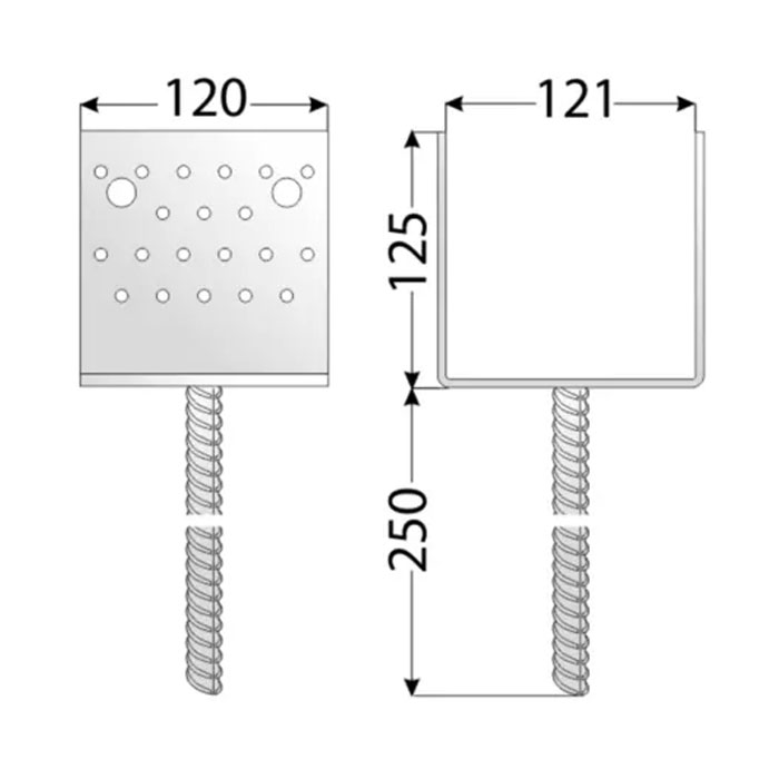 Основа за греда PSS 120 , 121x125x120x4,0 mm