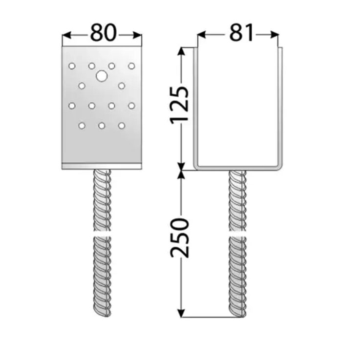 Основа за греда PSS 80 , 81x125x80x4,0 mm