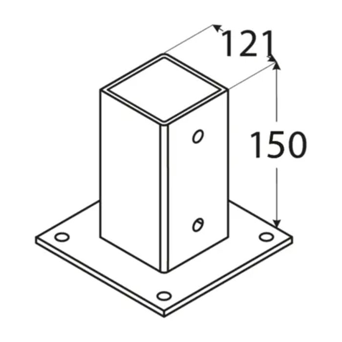 Основа за греда - фиксирана PSP 120 , 121x150x2 mm