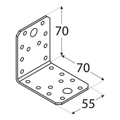 Планка ъглова равнораменна KL 2 , 70х70х55х2.5 mm