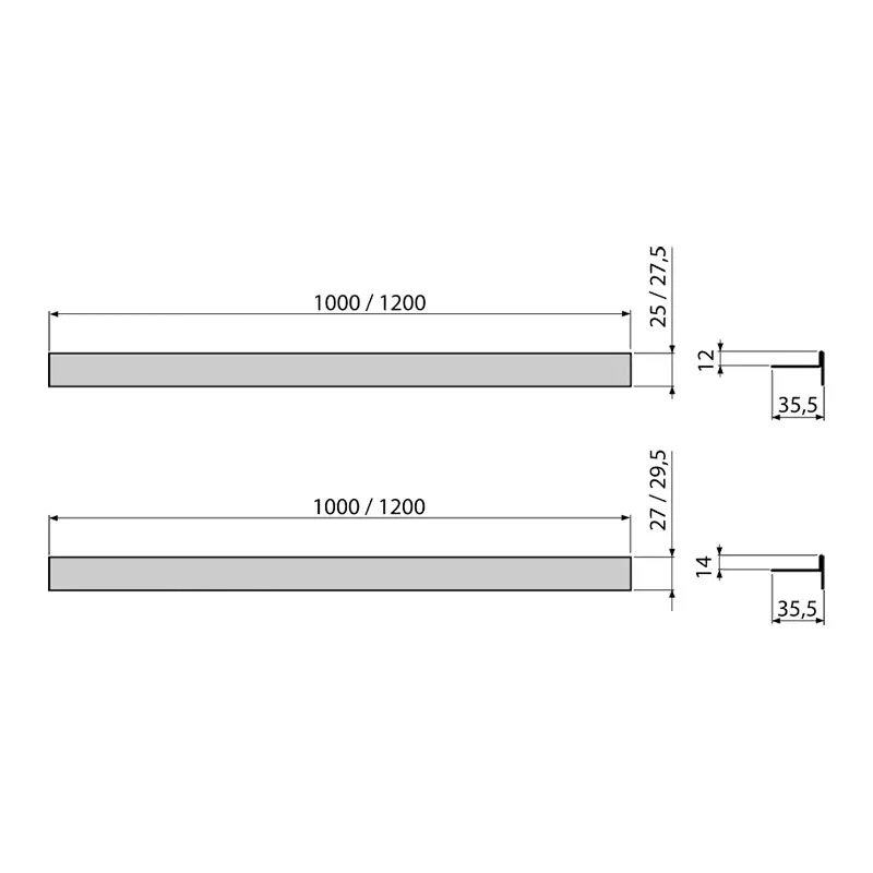 Преход за наклон за душ пространство неръждаема стомана/мат , 1000 мм , двустранна