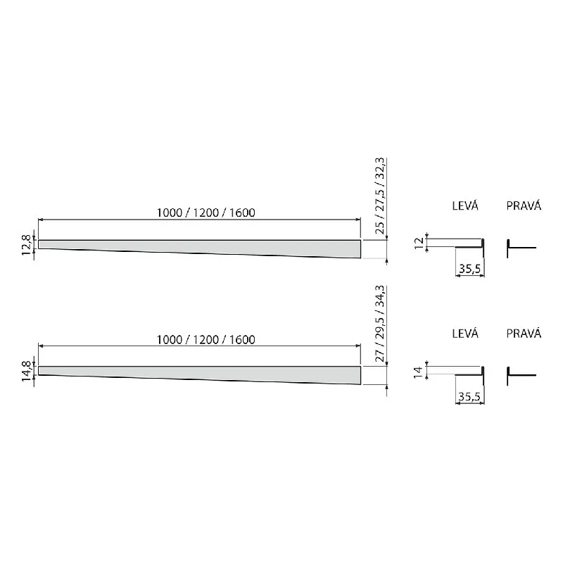 Преход за наклон за душ пространство неръждаема стомана/мат , 1600 мм , десен