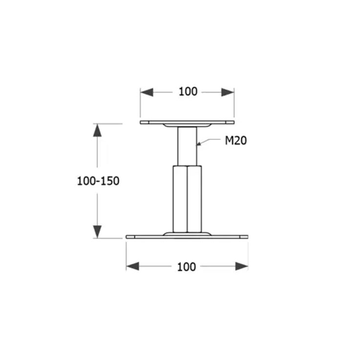 Регулируема подпора за греда PR 100/100 , 100x100x100-150 mm M20
