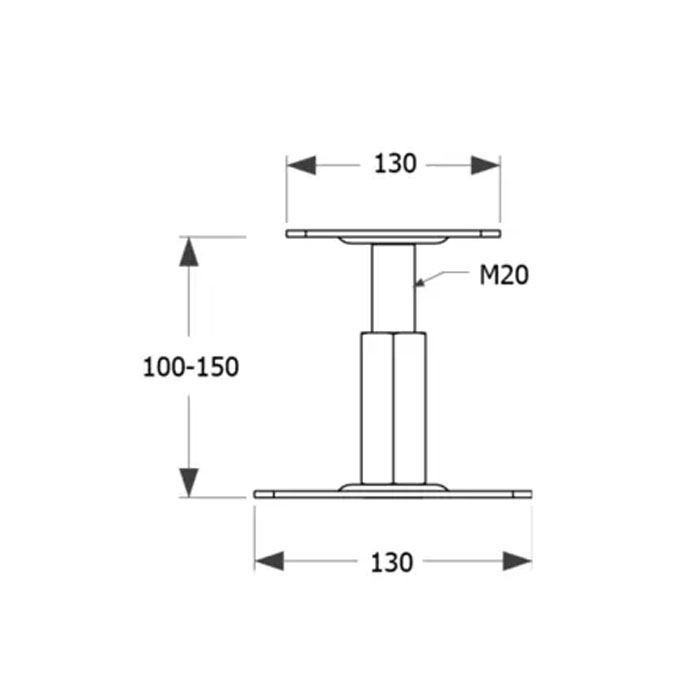 Регулируема подпора за греда PR 130/130 , 130x130x100-150 mm M20
