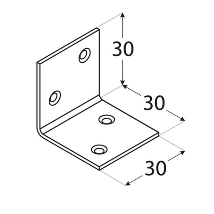 Широка ъглова планка с цинково покритие KSO 1 , 30x30x30x1,5 mm.