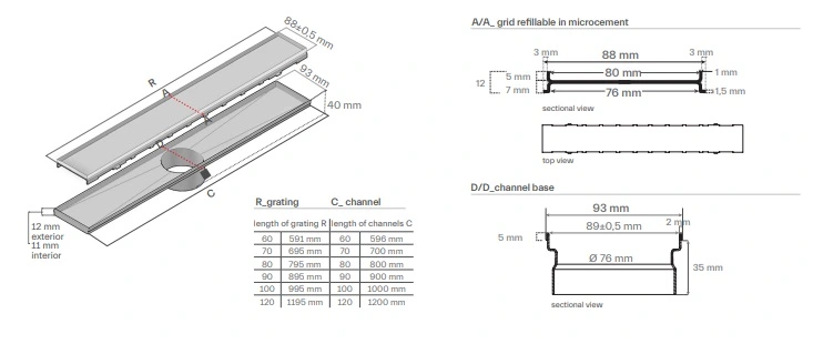 Сифон линеен DRY50 FLAT 70 MC