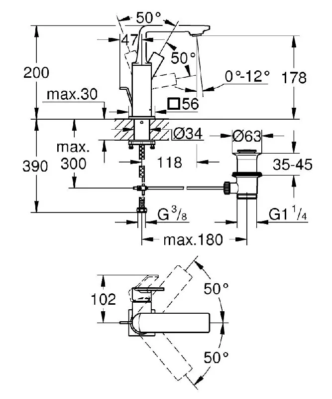 Смесител за умивалник Allure 32757GN1 , M размер