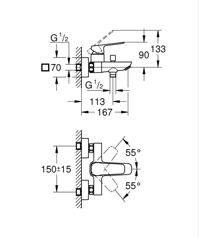 Смесител за вана GROHE Cubeo 1018132430