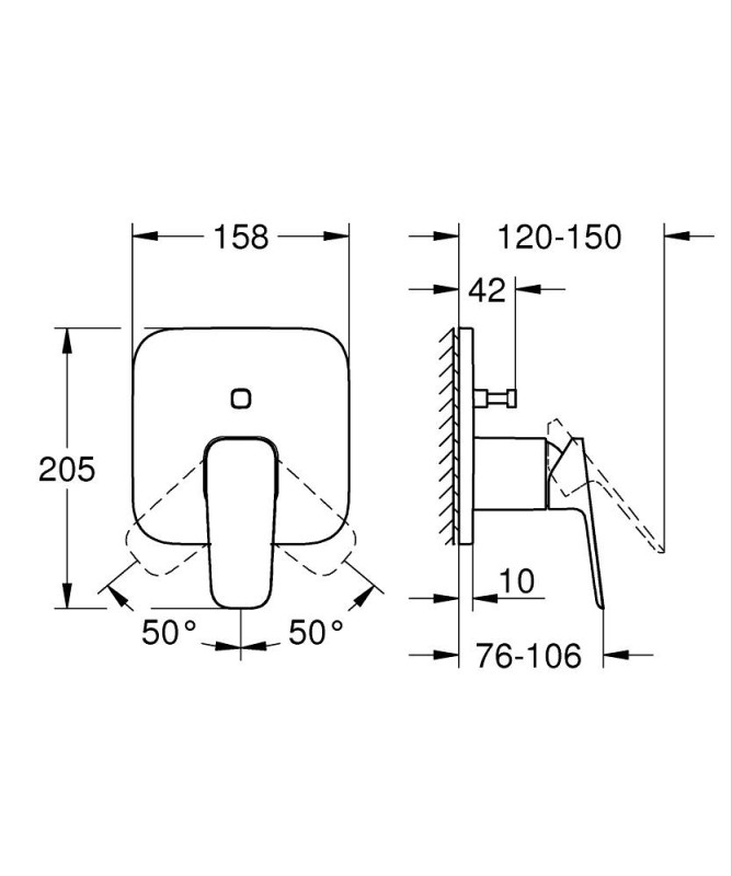Смесител за вграждане за вана/душ Grohe Cubeo 1017780000