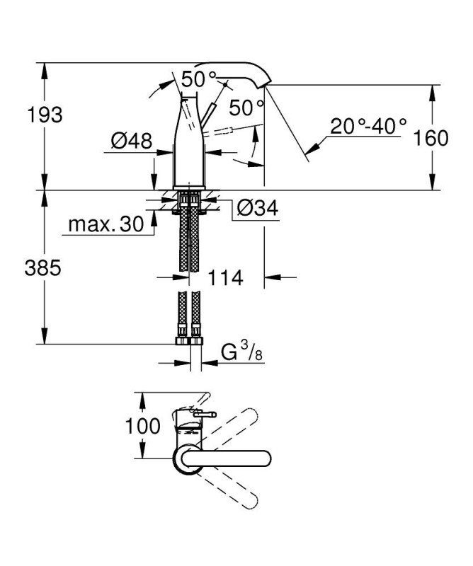 Смесител за умивалник Essence 24176KF1 , 1/2