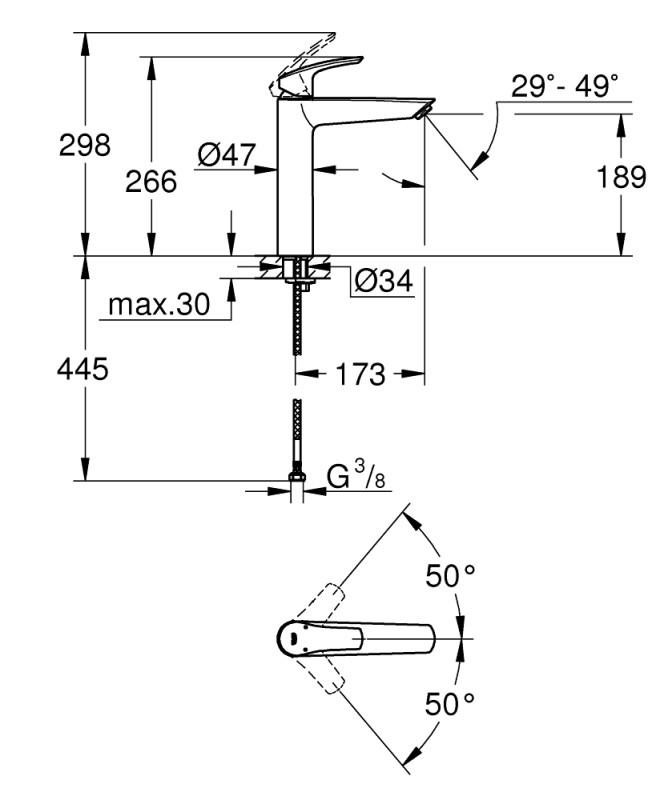 Смесител за умивалник Eurosmart OHM XL