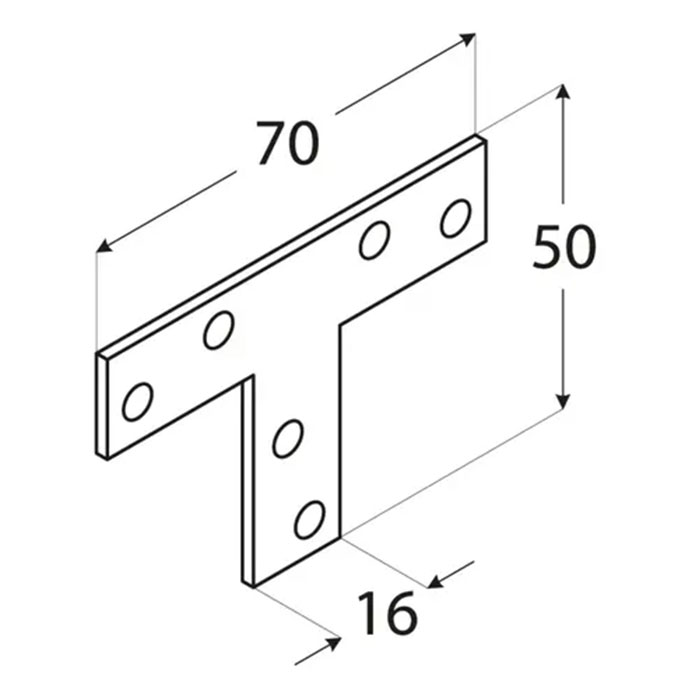 T-образна планка KT1 , 70x50x16x2,0 mm