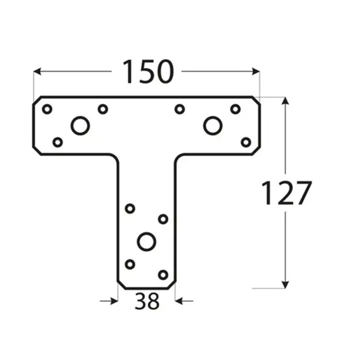 T-образна планка KT2 , 150x127x38x2,0 mm