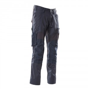 Pants with elastic inserts and knee pockets dark blue, dimensions 76С46 - 90С62