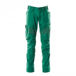 Панталон с еластични вложки и  джобове за наколенки зелен , размери 76С46 - 90С62