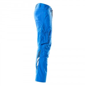 Pants with elastic inserts and knee pockets azure blue , dimensions 76С46 - 90С62