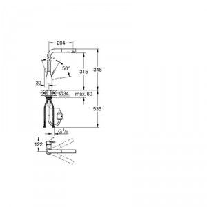 One-handle mixer for kitchen sink 3/8 