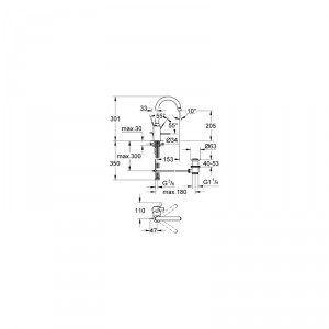 One-handle mixer for sink Eurosmart Cosmopolitan, L size