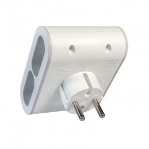 Plug adapter Legrand 49400 , 4 side sockets, flat , white/gray
