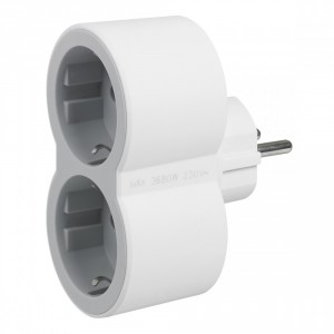 Plug adapter Legrand 694516 , 2x Shuko , white/gray