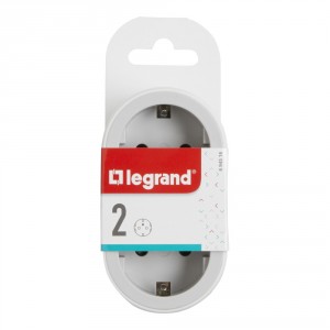 Plug adapter Legrand 694516 , 2x Shuko , white/gray