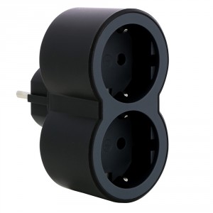 Plug adapter Legrand 694517 , 2x Shuko , black/gray