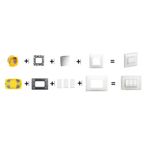 Deviator key Legrand BTICINO Classia RW4003M2 , 2 modules, 10A, white