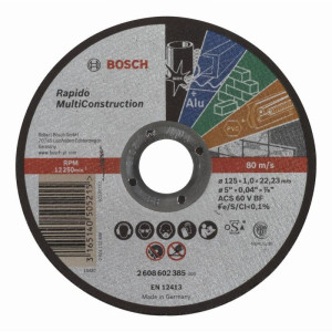 Диск за метал Bosch 2608602385, Rapido MultiConstruction , Ф125х1 мм.