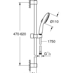 Fixed shower with 2 sprays Grohe 261622433 , Tempesta 110