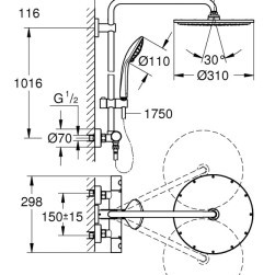 Shower system with thermostat Euphoria System 310 , 26075AL0