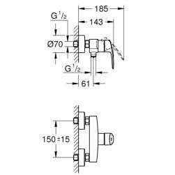 Single lever shower mixer Eurosmart 33555003 , wall