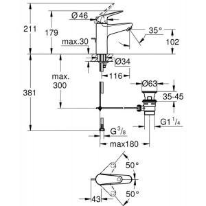 Едноръкохватков смесител за умивалник EuroEco 2023 OHM basin ,  M-размер