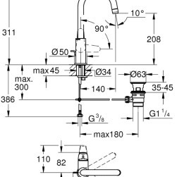 One-handle mixer for sink Euroeco 2023 OHM basin, L-size