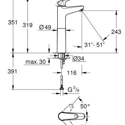 Едноръкохватков смесител за умивалник Euroeco XL-размер 24273001