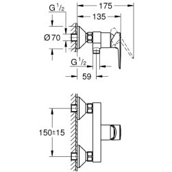 Single lever shower mixer BauEdge 23635001 , 1/2